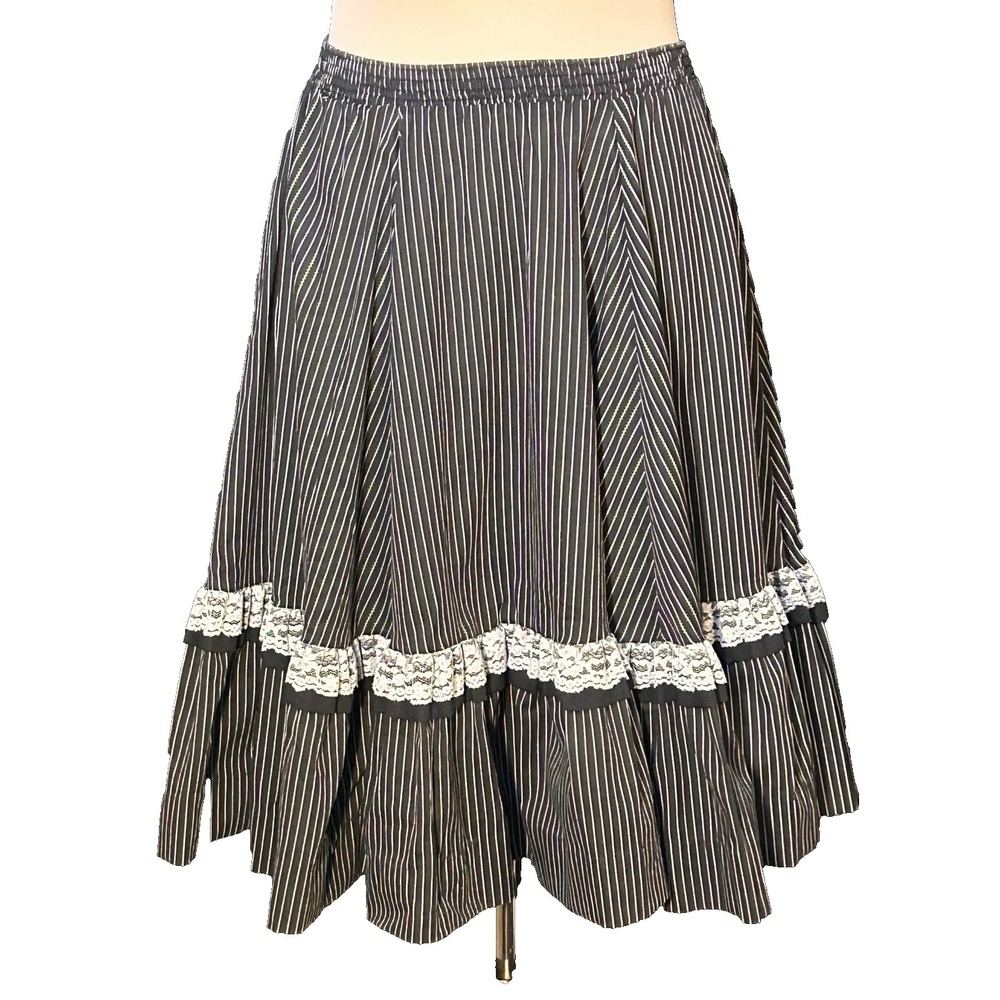 Vintage Rockmount Ranch Wear Black Lace Western Cotton Circle Skirt Size 25/27
